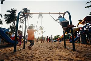 Children playing on a sunny playground
